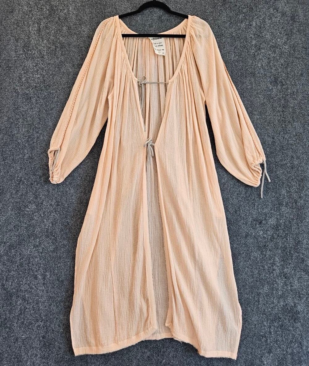 La Bikineria Handmade Mexico Gauze Cover-Up Peach S/M Boho Beach Duster NWT